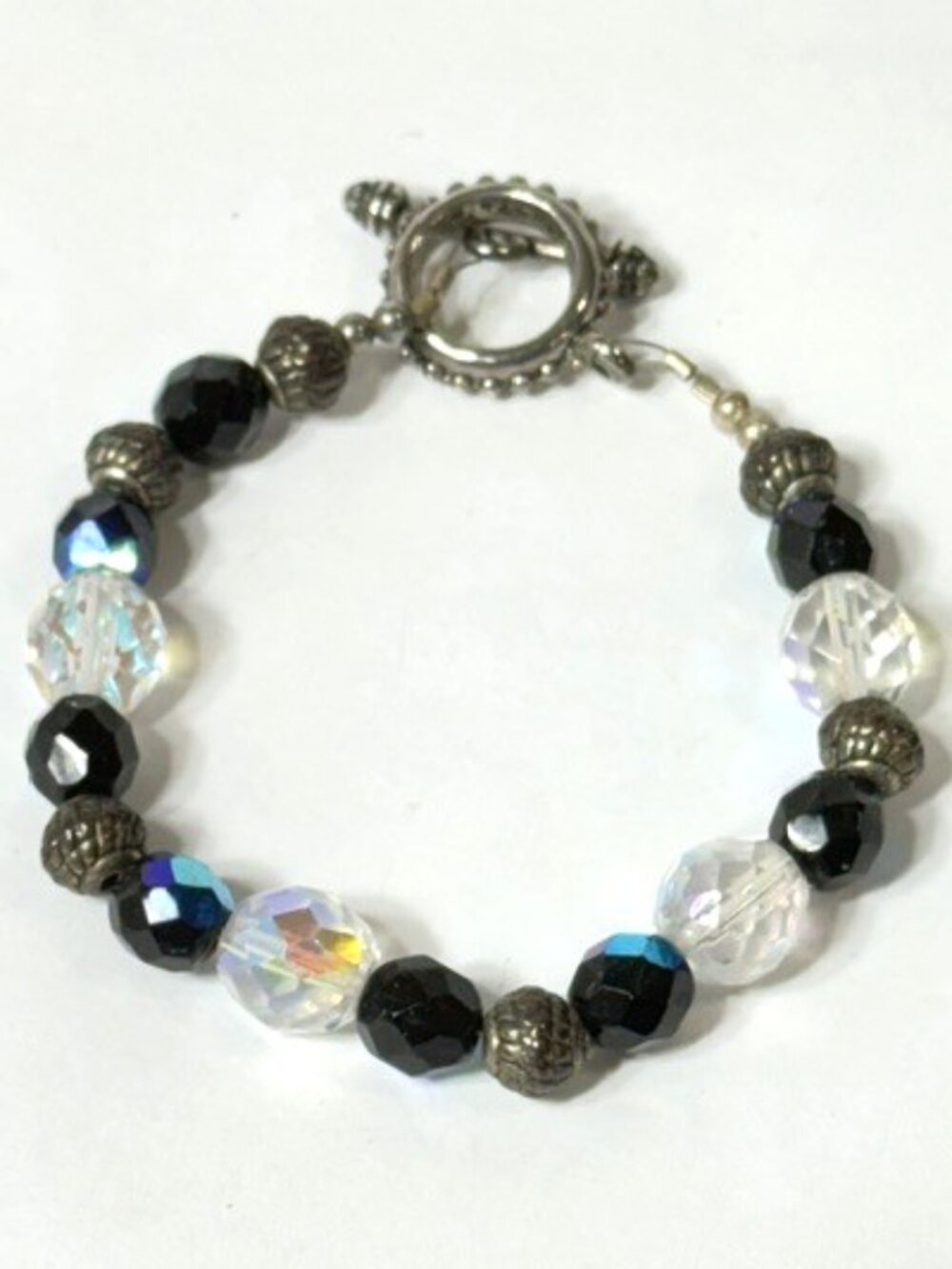 Black and clear crystal 7" bracelet